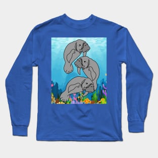 Manatee Water Swimming Badge Long Sleeve T-Shirt